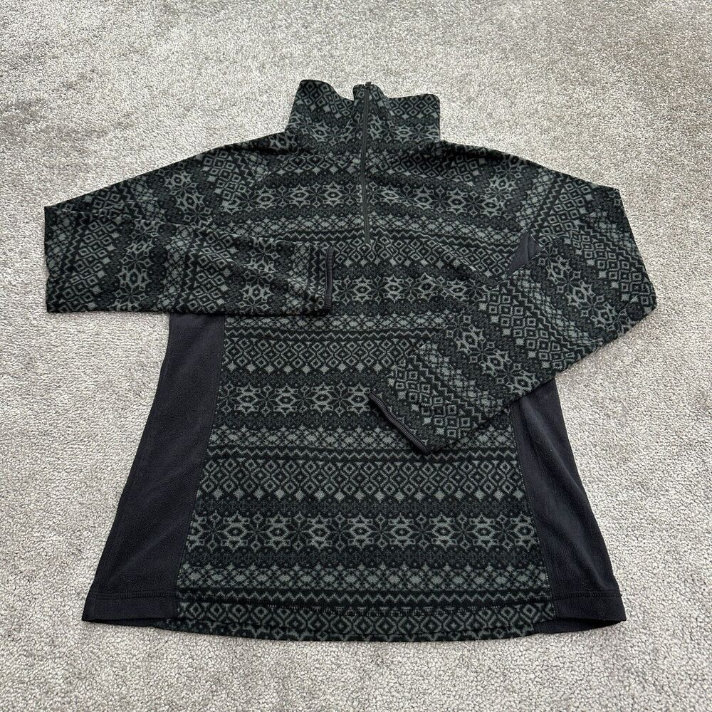 Columbia Glacier IV Fleece Jacket Womens Large Black Geometric 1/4 Zip Outdoor